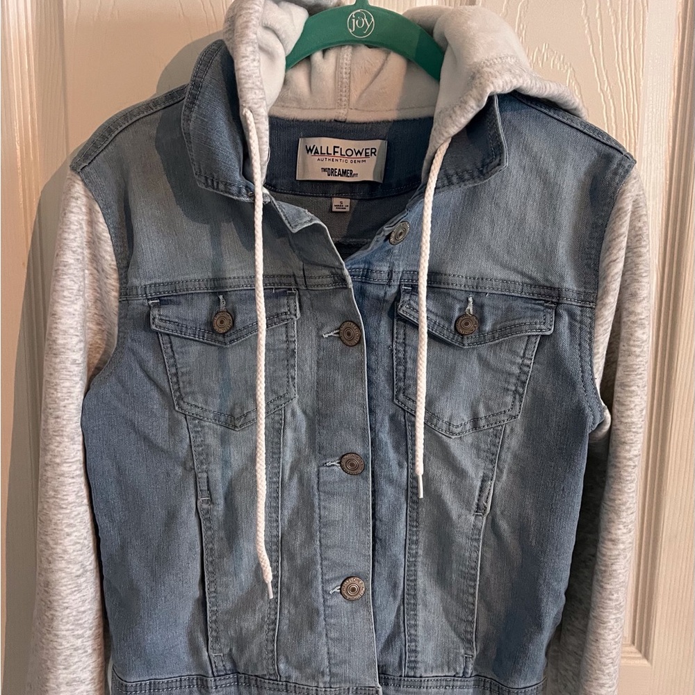 Wallflower Light Blue Denim Jacket with White Hood